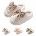 thumbnail image 2 of LIANGP Ladies Slippers Women Fuzzy Bow Slippers Winter Elegant Cozy Plush House Shoes With Faux Pelt Liner Gift For Women Women's Shoes White Size 8, 2 of 7