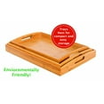 thumbnail image 3 of BirdRock Home 3 pc Breakfast Bed Tray (Rounded) - Bamboo - Cut Out Handles - Set of 3 - Bamboo - Nesting, 3 of 6