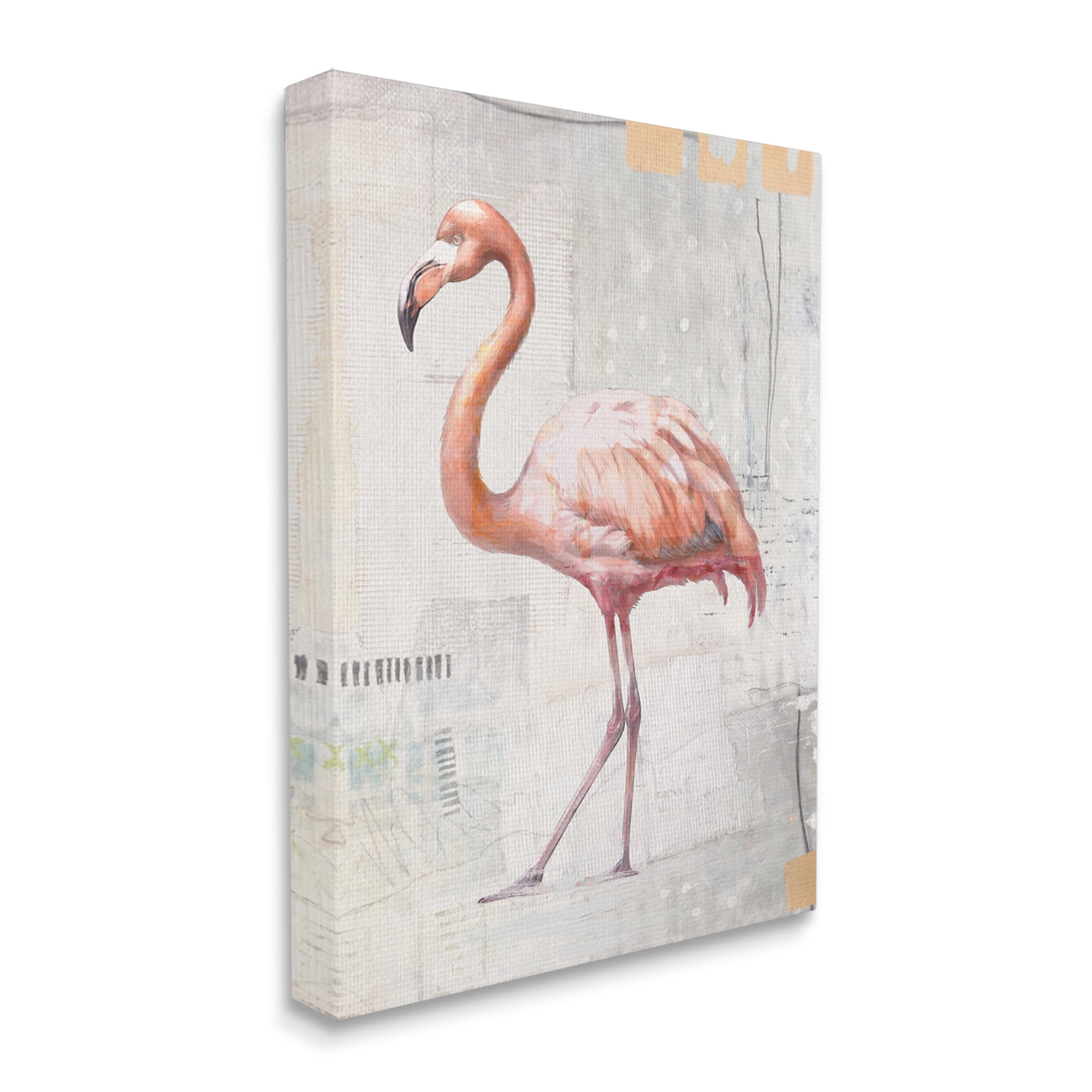 Stupell Industries Modern Flamingo Collage Animals & Insects Painting Gallery Wrapped Canvas Art Print Wall Art, 30 x 40
