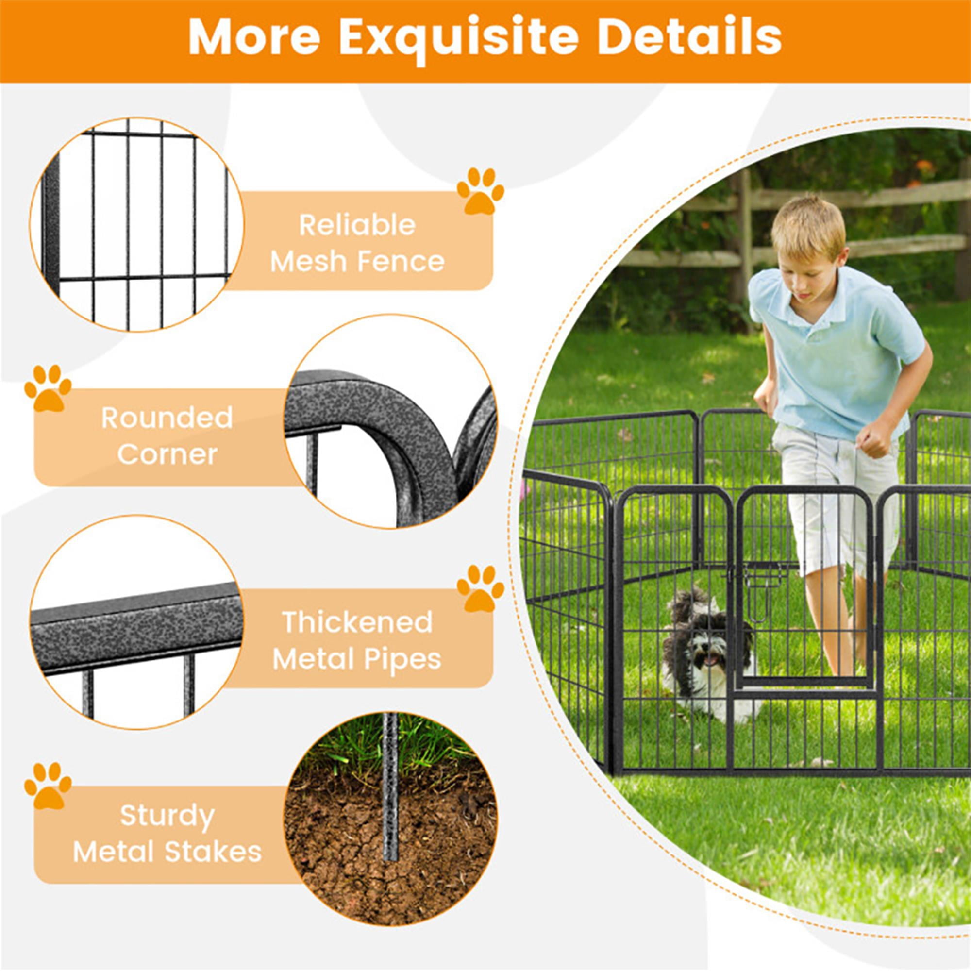 Demi Bonn 31"x24" Dog Playpen Outdoor 8-Panels Dog Pen Large Indoor Metal Puppy Pet Playpen for Small Dogs Run Fence, Black