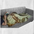 thumbnail image 6 of Palm Leaf Soft Flannel Fleece Throw Blanket, Beaming Sun Through Tree Branches Retro Effect Exotic Holiday Vacation Image, Cozy Plush for Indoor and Outdoor Use, 60" x 80", Green Orange, by Ambesonne, 6 of 6