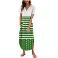 thumbnail image 1 of Vestido de Manga Corta para las Mujeres, Vestido Casual de Cuello en V de Bolsillo de Impresión de Moda Sexy Hecho de Poliéster Ligero para el Verano, Vestido de Verano para las Mujeres, 1 of 5