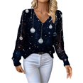 thumbnail image 2 of Chandails d'Hiver Grande Taille pour Femmes Chandails de Noël pour Femmes 2025 Col Rond Hiver Vacances Mignons Pulls Bleu TG, 2 of 7