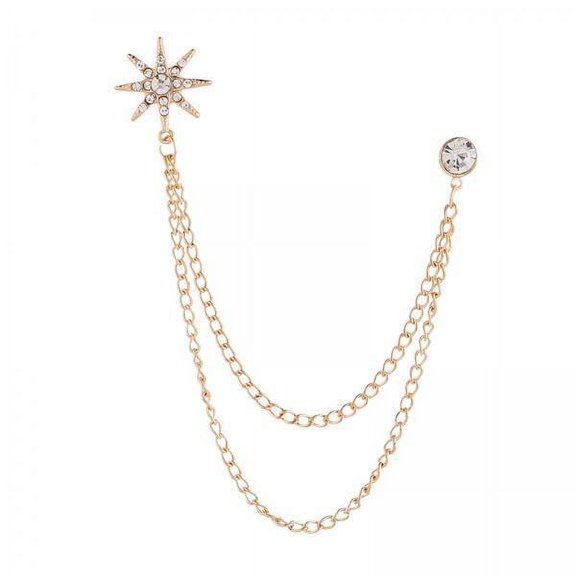 Segolike Men's Brooch Suit Pin Hanging Chains Collar Brooches for Coat Party Ceremony