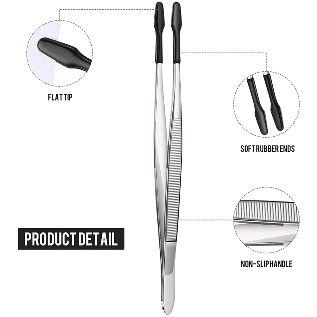 20 Pieces of Rubber Tip Tweezers PVC Silicone Precision Tweezers Laboratory Industrial Hobby Craft Tweezers Tool-Black