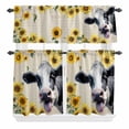 thumbnail image 2 of Kitchen Window Curtains Valance and Tier Set, Farmhouse Cow Sunflower Rod Pocket Tier Curtain Valance Set, Vintage Newspapers Back Light Filtering Cafe Curtains for Bedroom Living Room, 2 of 9