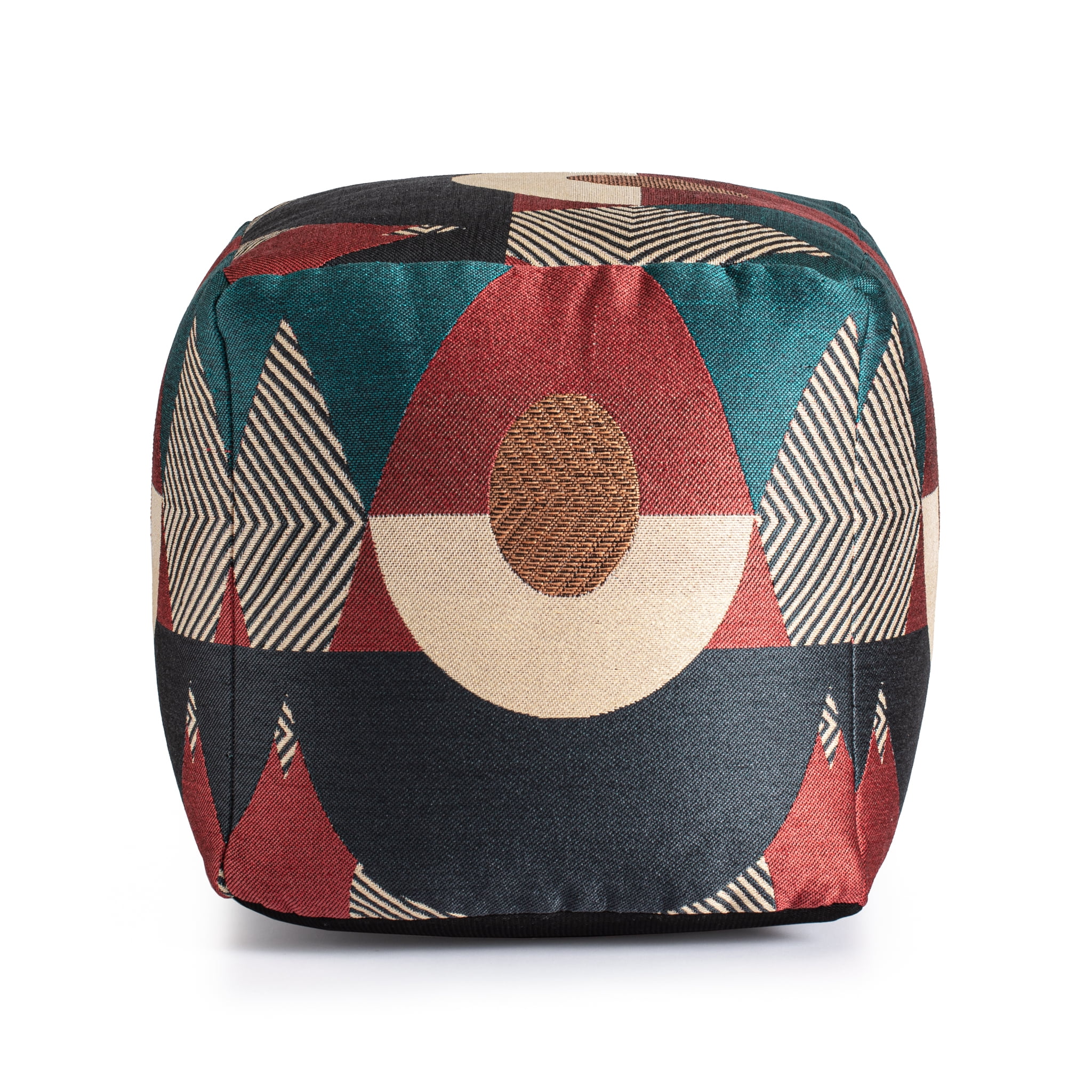 Martinique Red 18" x 18" x 18" Multicolor Pouf