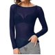 thumbnail image 1 of Top moldeador de brazos sin costuras shaofei Manga larga transparente mujer Azul, 1 of 2