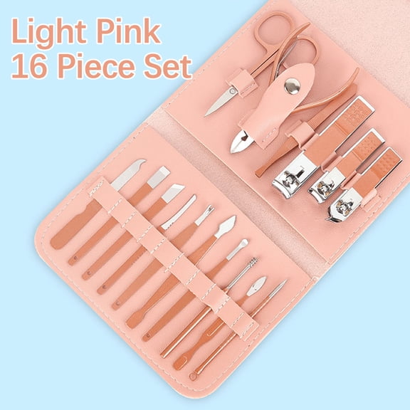 FEOLGEHLY 16 Pieces Stainless Steel Nail Clipper Set, Large Curved Nail Cutter, Heavy Duty Fingernail & Toenail Clippers, Nail Trimmer for Men Women Adults Seniors, Toenail Clippers for Thick Nails