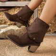 thumbnail image 4 of Boots for Women Mid‑Calf Chunky Block Heel Riding Boots Stretchy Knit Comfort for Fall Winter Casual Wear, 4 of 7