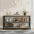 thumbnail image 7 of 3 Tier Console Table, 55.1" Narrow Entryway Table with Storage, Wood Sofa Table with Metal Frame, Industrial Behind Couch Table for Living Room, Hallway, Entryway-Grey, 7 of 7