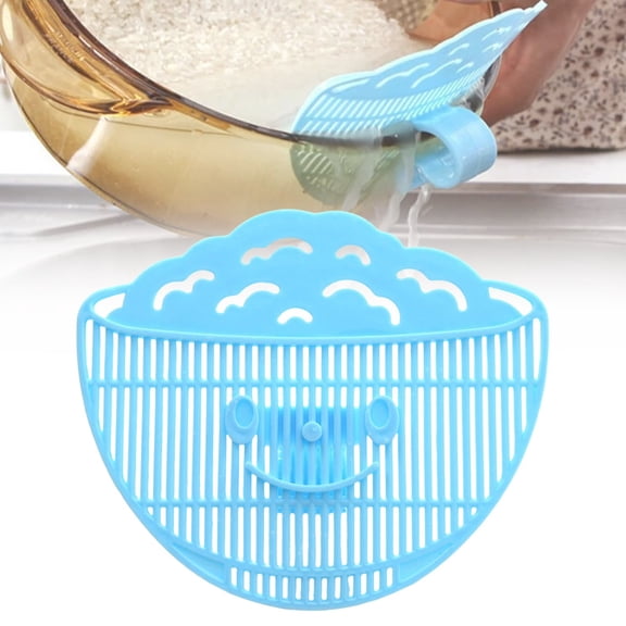 CSSJKYJ Plastic Clip-On Strainer, Bowl-Shaped Pasta Colander for Pots & Bowls – Universal Rice Sieve, Noodle Strainer for Vegetables, Fruit, Camping & Kitchen Use(1PC,Blue)