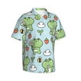 thumbnail image 3 of Xecao Cute Floral Frog print Hawaiian shirt - a stylish short-sleeve button-down for men, perfect for casual beach and tropical outings., 3 of 9
