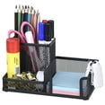 thumbnail image 4 of Dusknt Silver Iron Three-Compartment Storage Pen Holder, Pencil Barrel,Mesh Desk Organizer Supplies Caddy with Pencil Holder and Storage Baskets for Desktop Accessories 3 Compartments, 4 of 9