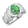 thumbnail image 3 of RYLOS Rings for Women 14K White Gold Ring Solitaire 9X7MM Oval Gemstone with Satin Finish Band May Emerald Jewelry Size 5, 3 of 7