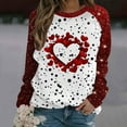 thumbnail image 2 of Penkiiy Ladies Round Neck Casual Tshirt Fashion Long Sleeve Cute Tops Valentine's Day Trendy Plus Size Love Heart Printed Blouse 2XL Red, 2 of 5