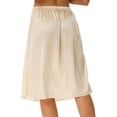 thumbnail image 2 of RUNQHUI Jupon Long en Satin pour Femme Demi-Jupon Jupe sous Robe Jupons Rallonge Demi-Jupons 60cm Champagne TG, 2 of 7