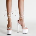 thumbnail image 2 of DPTALR Women's Shoes Solid Color Minimalistic Sexy Pointed Cross Lacing Thick Bottom Fine Heels Sandals, 2 of 9