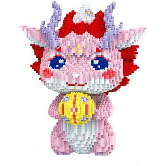 CUTEHELPER Animal Pink Dragon Micro Building Blocks Set（13500PCS 40cm High Series）Brick Building Kit Gift for Adults and Kids