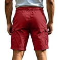 thumbnail image 3 of Havenx Casual Cargo Shorts for Men Elastic Waist Drawstring Cargo Shorts with Multi Pockets Stretch Knee Length Pant Comfort Athletic Relaxed Fit Outdoor Work Clothes,Red M, 3 of 5