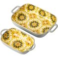 thumbnail image 1 of ONCCI Ceramic Baking Dish Set, 2-Piece Hand-painted Porcelain Rectangular Bakware set with Handles,Large 10.55"L*7.4"W and 7.87"L*5.4"WSmall Casserole Dish for Oven/Cooking/Kitchen(Autumn Yellow), 1 of 8