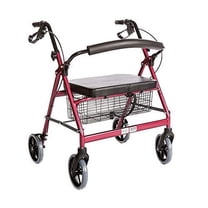 HEALTHLINE Heavy Duty Bariatric Rollator Walker With Seat and Wheels, 4 Wheel Walker With Large Seat and Basket and Brakes, Medical Heavy Duty Walker With Seat for Seniors, 8 Inch Wheels, 400 Lbs, Red