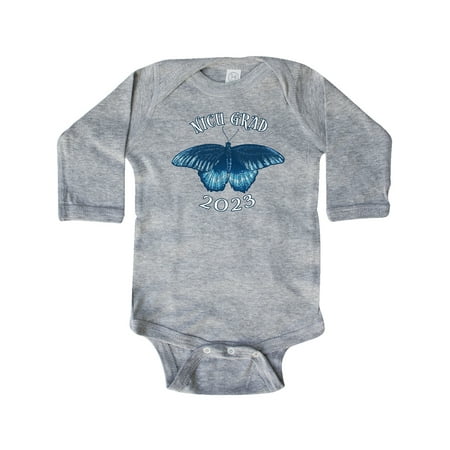 

Inktastic NICU Grad 2023 with Blue Butterfly Gift Baby Boy or Baby Girl Long Sleeve Bodysuit