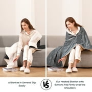 MaxKare 50 x 60 Electric Throw Blanket with 6 Heating Levels & 1-5H Auto-off, Machine Washable Flannel & Sherpa, Gray & White