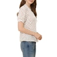 thumbnail image 4 of INSPIRE CHIC Women's Floral Blouse Lace Ruffled V Neck Button up Chiffon Shirts Beige L, 4 of 6