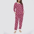 thumbnail image 2 of Ashirexll Fuzzy Pajamas for Women, Womens Winter Sets, Casual Round Neck Print Long Sleeve Top and Long Pocket Pants Fashion Set, 2 of 6