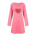 thumbnail image 5 of Tauxra Women Valentine Print Round Neck Long Sleeve Dress,Casual Pullover, 5 of 5
