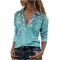 thumbnail image 1 of Blusas de Mujer Blusas de Manga Larga Top de Jersey Con Estampado Floral Con Cuello en V Informal de Moda Odeerbi ODB186148, 1 of 5