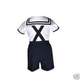 thumbnail image 3 of New Baby Boy & Toddler Formal Party Sailor Shorts Outfit Navy sz: S M L XL-4T, 3 of 5
