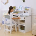 thumbnail image 2 of Qaba Kids Desk and Chair Set for 5-8 Year Old with Storage, Grey, 2 of 10