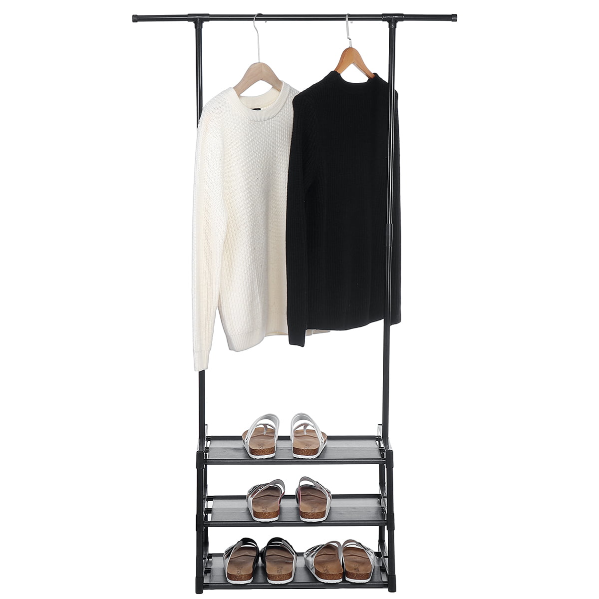 POETRY Floor Coat Rack,with 3-tier Storage Shelves Clothes Rail Solid Wood Garment Rack For Bedroom Living Room Corner-b 40x160cm 16x63inch 