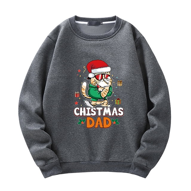 Suéter de otoño e invierno con estampado de gato de Navidad para hombres y mujeres Suéter suelto Top Pompotops oipoqjl18185