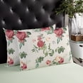 thumbnail image 4 of Pink Rose Floral Throw Pillow Cover,Green Leaves Rustic Seasonal Herb Rectangle Decorative Pillow Case Protector Soft Cushion Cover Lumbar Pillowcase for Couch Sofa Bedroom Car Chair Decor 20x36 Inch, 4 of 8