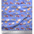 thumbnail image 1 of Soimoi Blue Rayon Fabric Rabbit Animal Print Sewing Fabric Yard 42 Inch Wide, 1 of 1