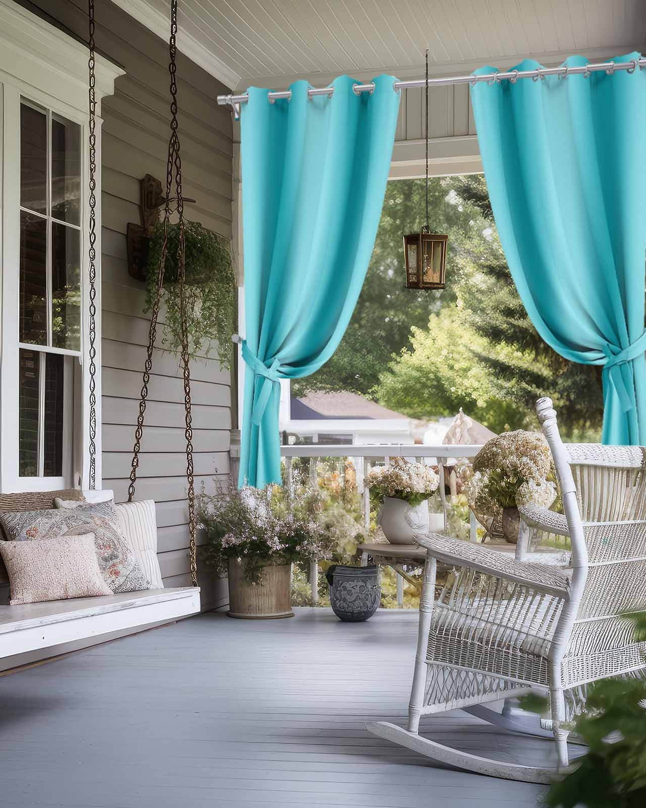 nqOlkjepod Outdoor Curtains for Patio Waterproof, Turquoise Ombre Outdoor Privacy Panels Grommet, Modern Abstract Art Blackout Outside Curtains for Porch/Cabana/Pergola/Gazebo 54"x95", 2 Panels
