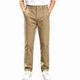 thumbnail image 2 of HAOTAGS Boys School Uniform Pants, Elastic Waist Casual Soft Classic Flat Front Trousers Khaki Size 11, 2 of 9