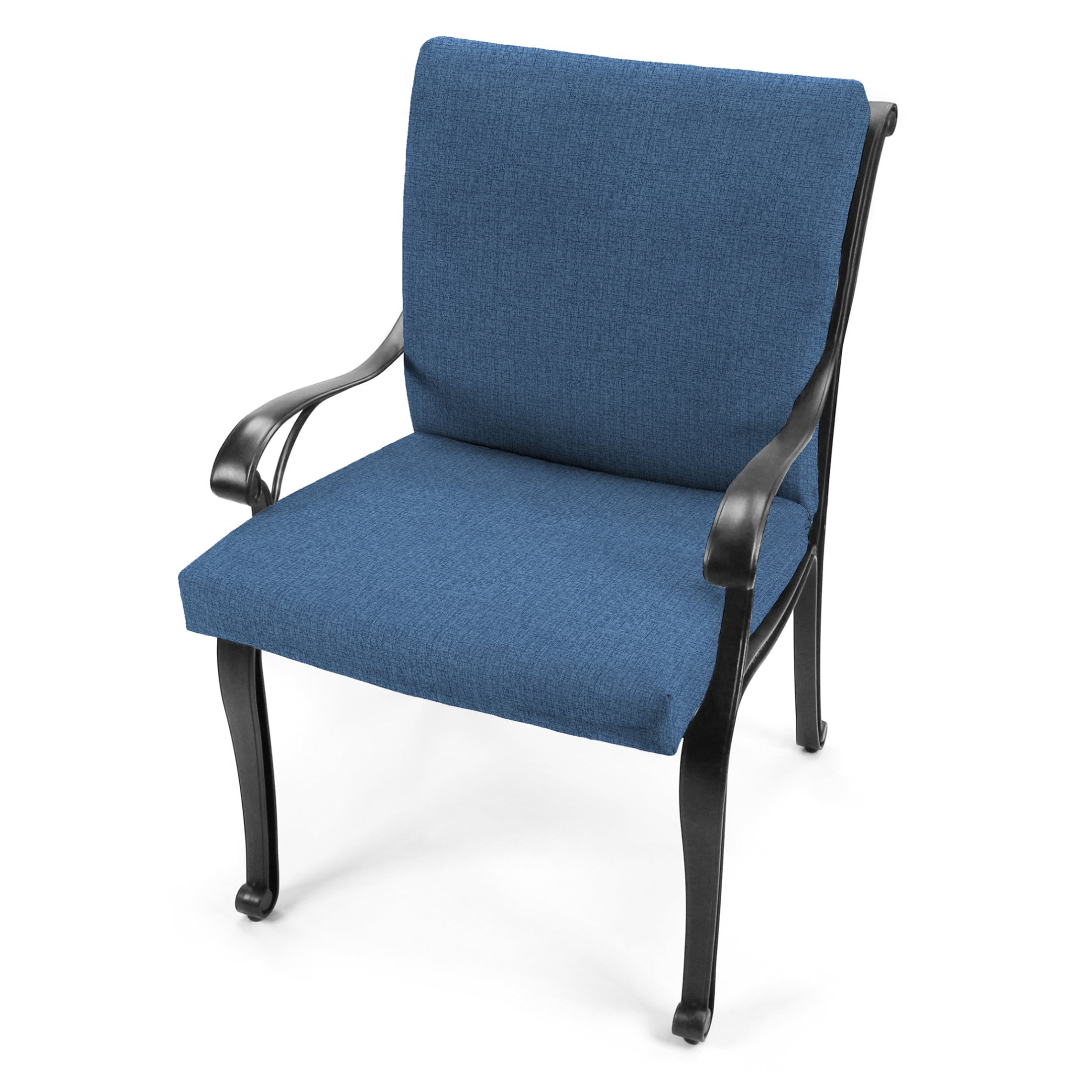 Jordan Manufacturing 44" x 21" McHusk Capri Blue Crosshatch Rectangular Outdoor Chair Cushion with Ties and Hanger Loop