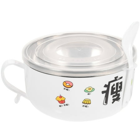 

FRCOLOR Round Noodle Bowl Insulated Rice Bowl with Handle Sealed Noodle Bowl Food Box Bowl