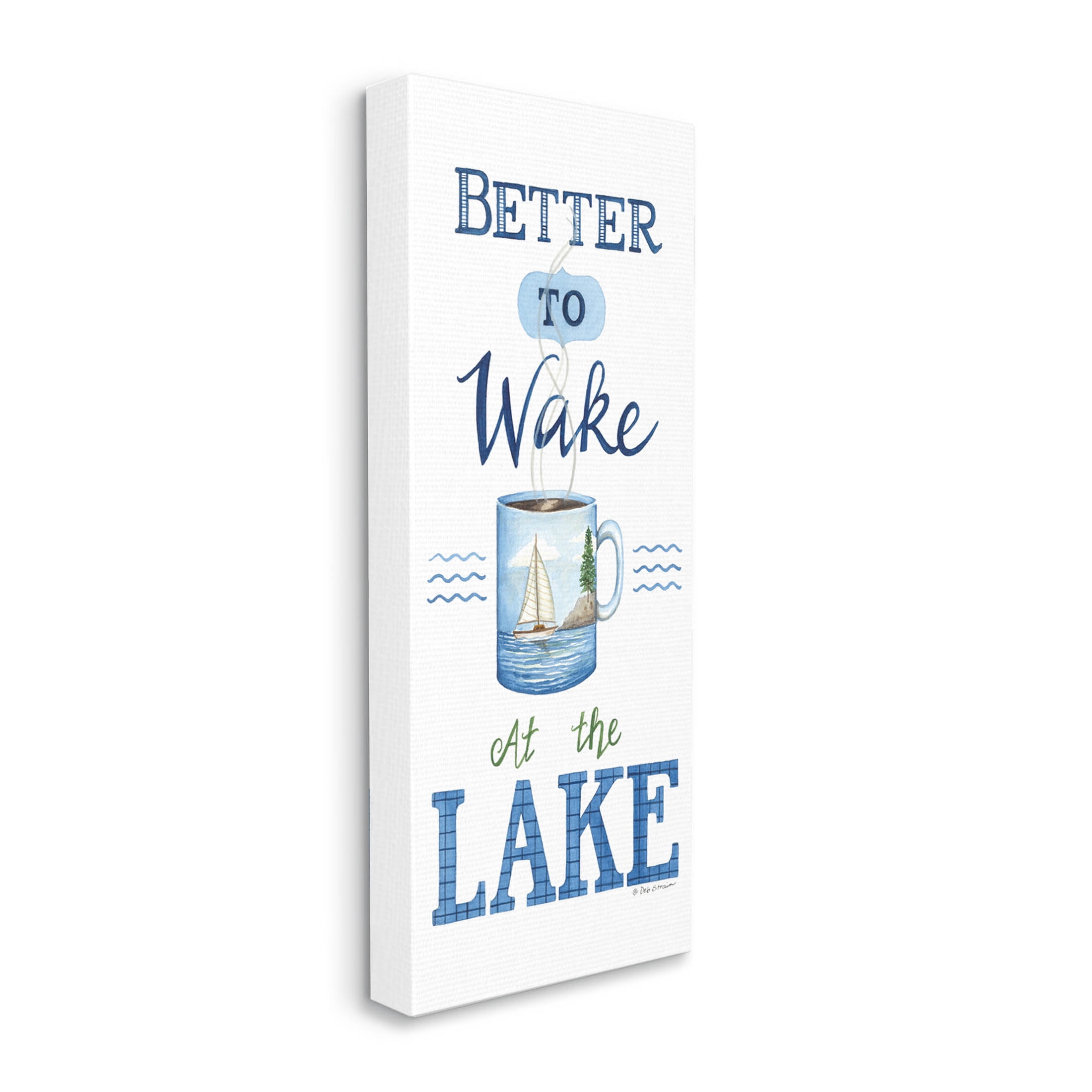 Better To Wake At Lake Coffee Phrase Inspirational Graphic Art Gallery Wrapped Canvas Print Wall Art