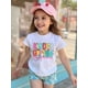 thumbnail image 3 of Young Girl "The Back To School Tour" Graphic Print Round Neck Short Sleeve White T-Shirt, Suitable For Back To School Season, 3 of 7