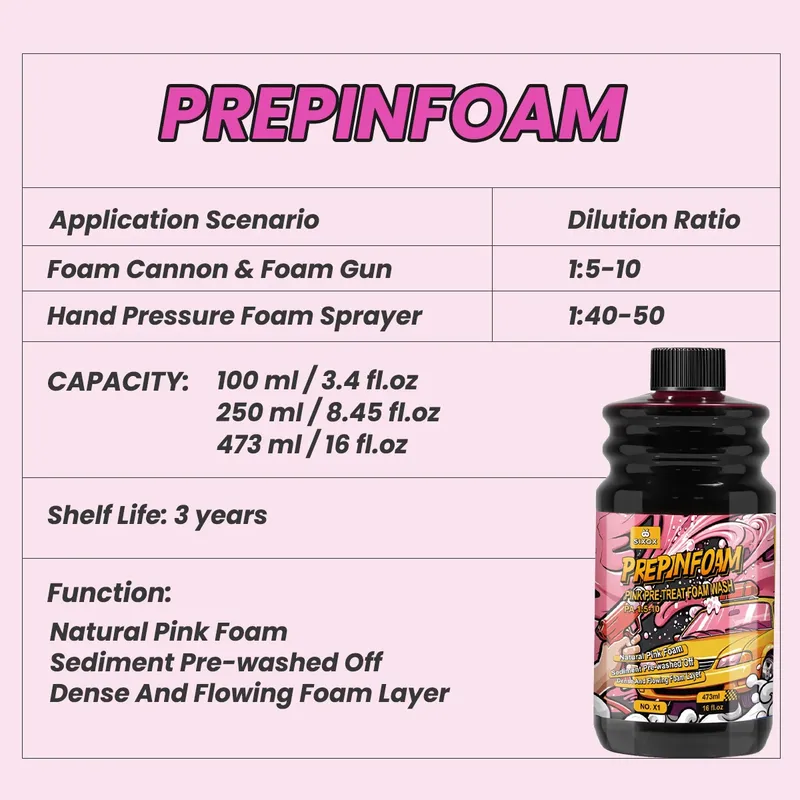 Pink Magic Foam Car Wash Shampoo Car High Concentration Sediment Pre-washed Off Wash Car Wash Soap Super Foam Cleaner X1