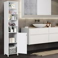 thumbnail image 6 of RONG-3 Tall Bathroom Storage Cabinet, 72” Slim Bathroom Cabinet Organizer with 5 Open & 2 Adjustable Shelves, Anti-Tilt Design, Freestanding Storage Cabinet for Bathroom Living Room (White), 6 of 8