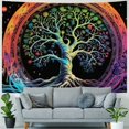 thumbnail image 4 of Chilfamy  Tree of Life Tapestry Yin and Yang Sun Moon Star Tapestries Galaxy Space Tapestry Mandala Wall Tapestry Black Aesthetic Tapestry for Room Decor 40x60inch, 4 of 6