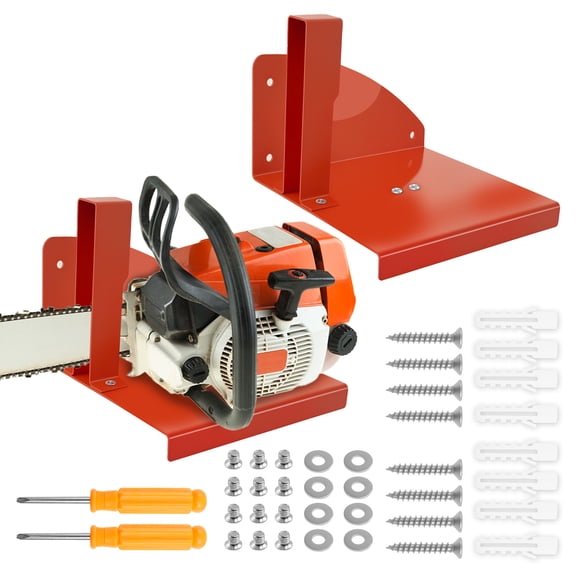 2Pcs Wall Mounted Chainsaw Holder for MS250 MS251 MS170 Adjustable Metal Chainsaw Storage Hanger Rack for Garage Shed