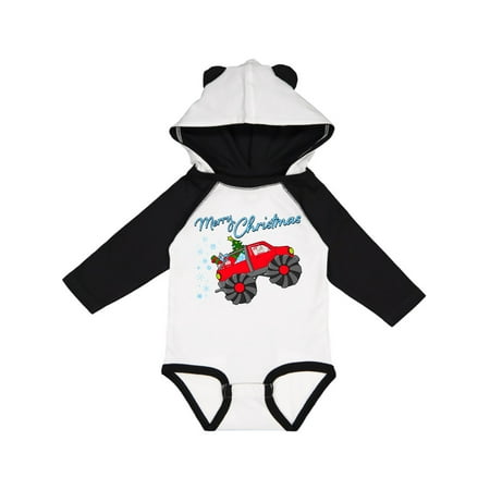 

Inktastic Merry Christmas- Santa drives a monster truck Gift Baby Boy or Baby Girl Long Sleeve Bodysuit