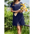 thumbnail image 6 of Avidlove Nightgowns for Women Button Down Bamboo Viscose Nightshirts Short Sleeve Sleepshirt Crew Neck House Dress with Pockets Sleepwear, 6 of 8
